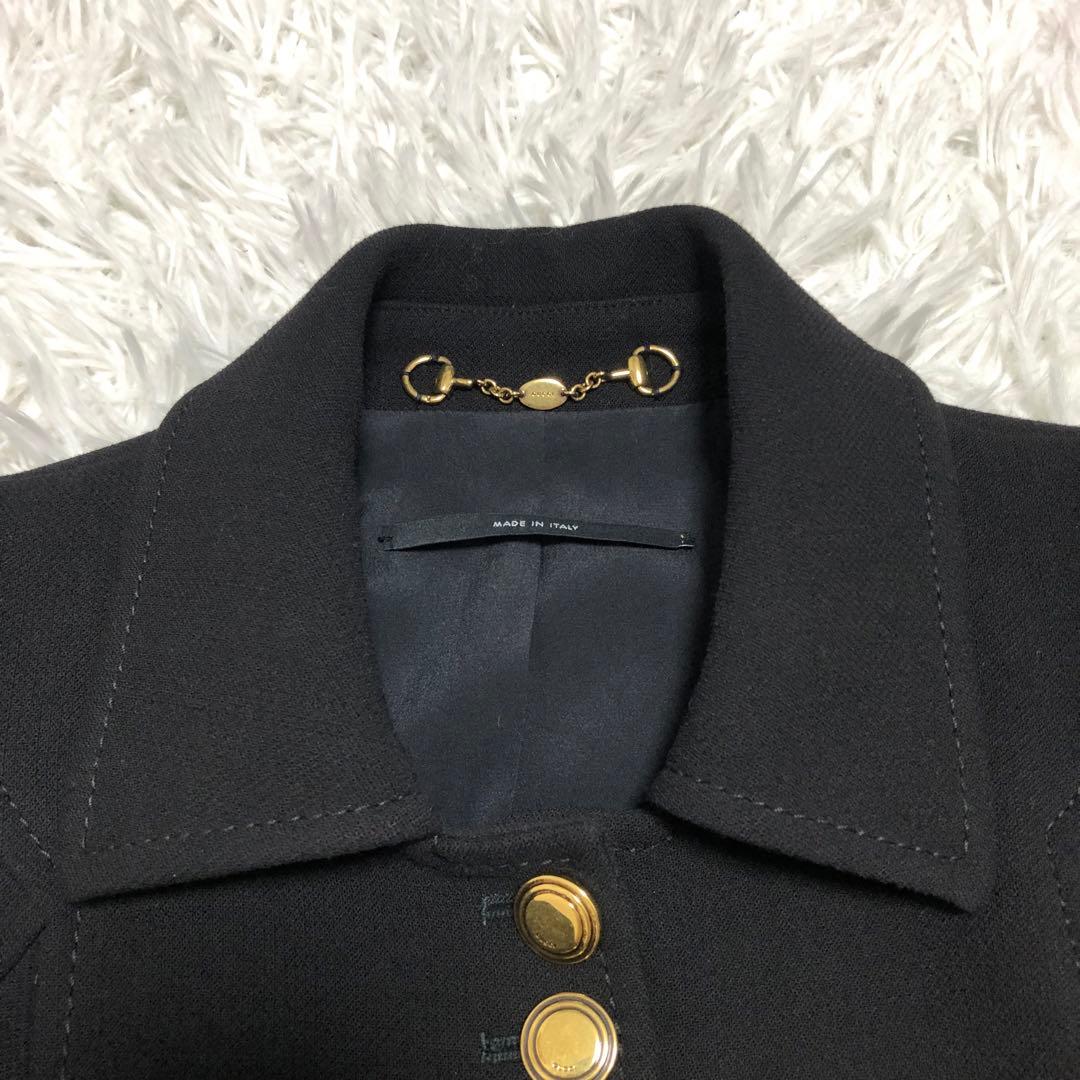 美品　GUCCI ウールコート　金ボタン　ブラック　裏地シルク100%