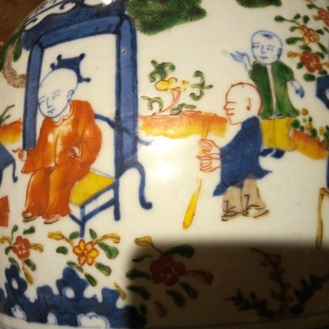 中国陶磁器　明萬歴赤絵　唐子