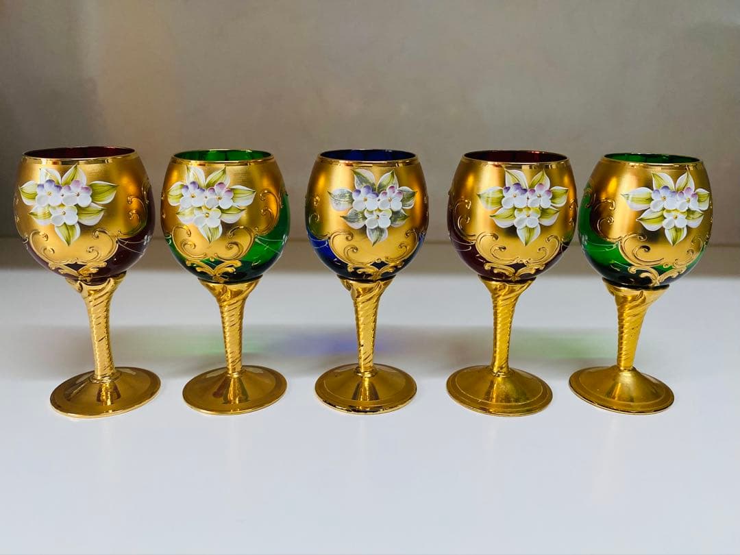 手描き装飾グラス 5個セット