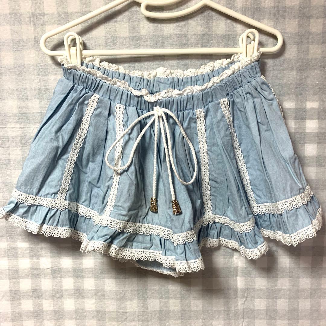LIZLISA 希少 ライトブルー フリルレース キュロット