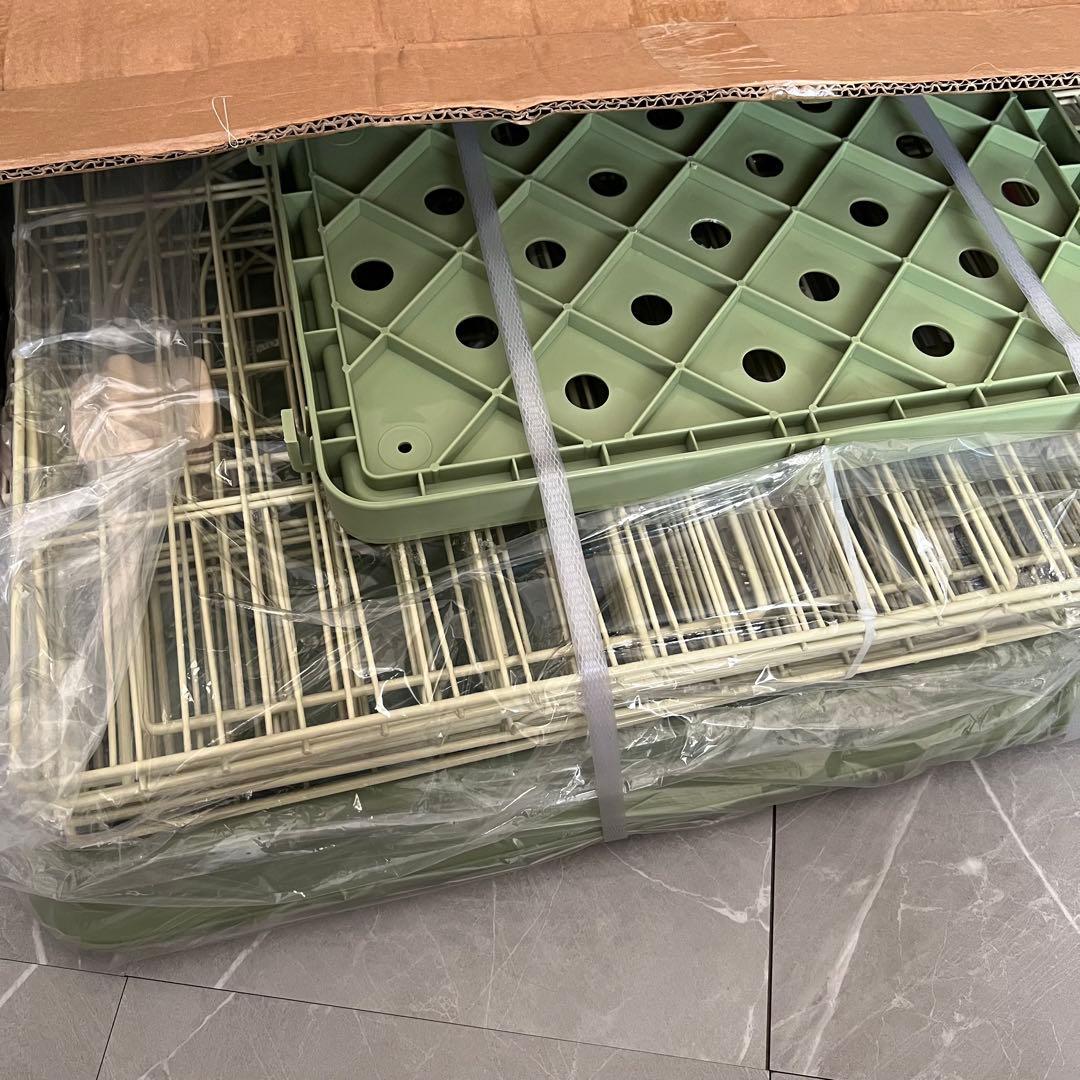 猫ケージ グリーン キャットケージ 3段 スリム 大型猫用ペットケージ