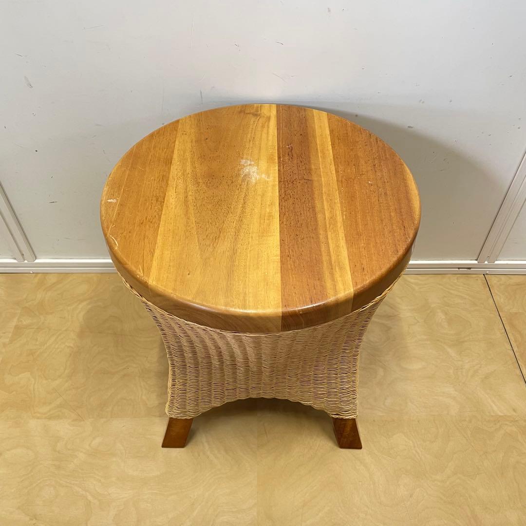 ペーパーコード編み 木製 サイドテーブル 花台 スツール テーブル 椅子 イス