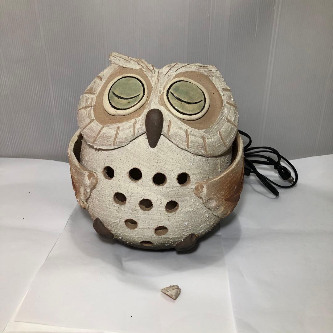 ふくろう 照明 信楽焼 明山窯 灯り