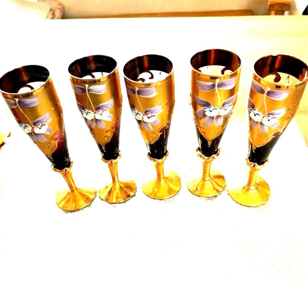 未使用ビンテージ❣️イタリア ベネチアングラス ムラーノ デキャンタ＆グラス