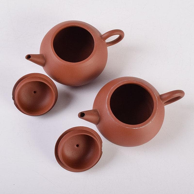 中国　中国宣興銘　紫砂　朱泥　急須　茶壷　一對　V　R8965