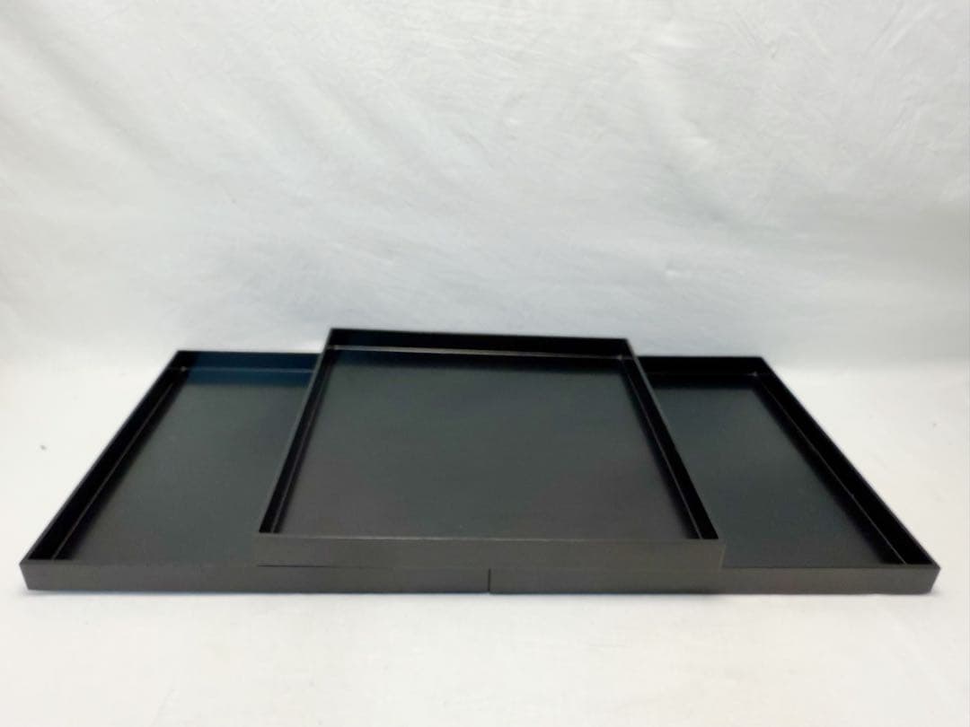 ほぼ未使用 懐石道具 木製黒真塗 会席膳 四方膳 3客揃 平膳