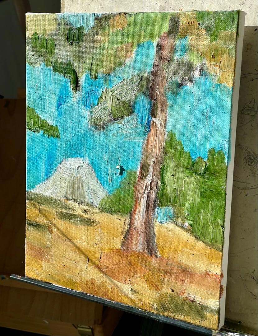 【絵画】風景画 原画「富士山の見える風景」