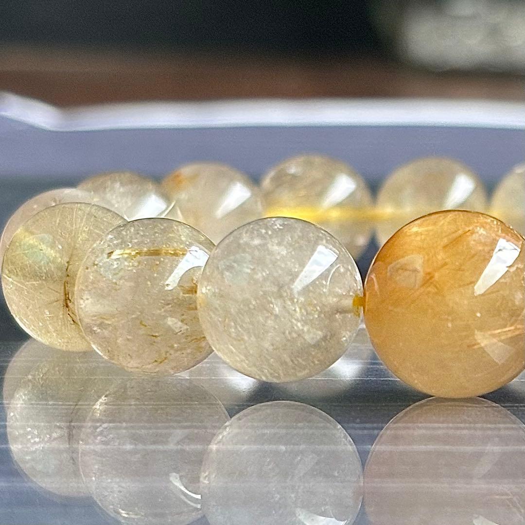 15.5mm　ゴールドルチルクォーツ　大玉 天然石　パワーストーン