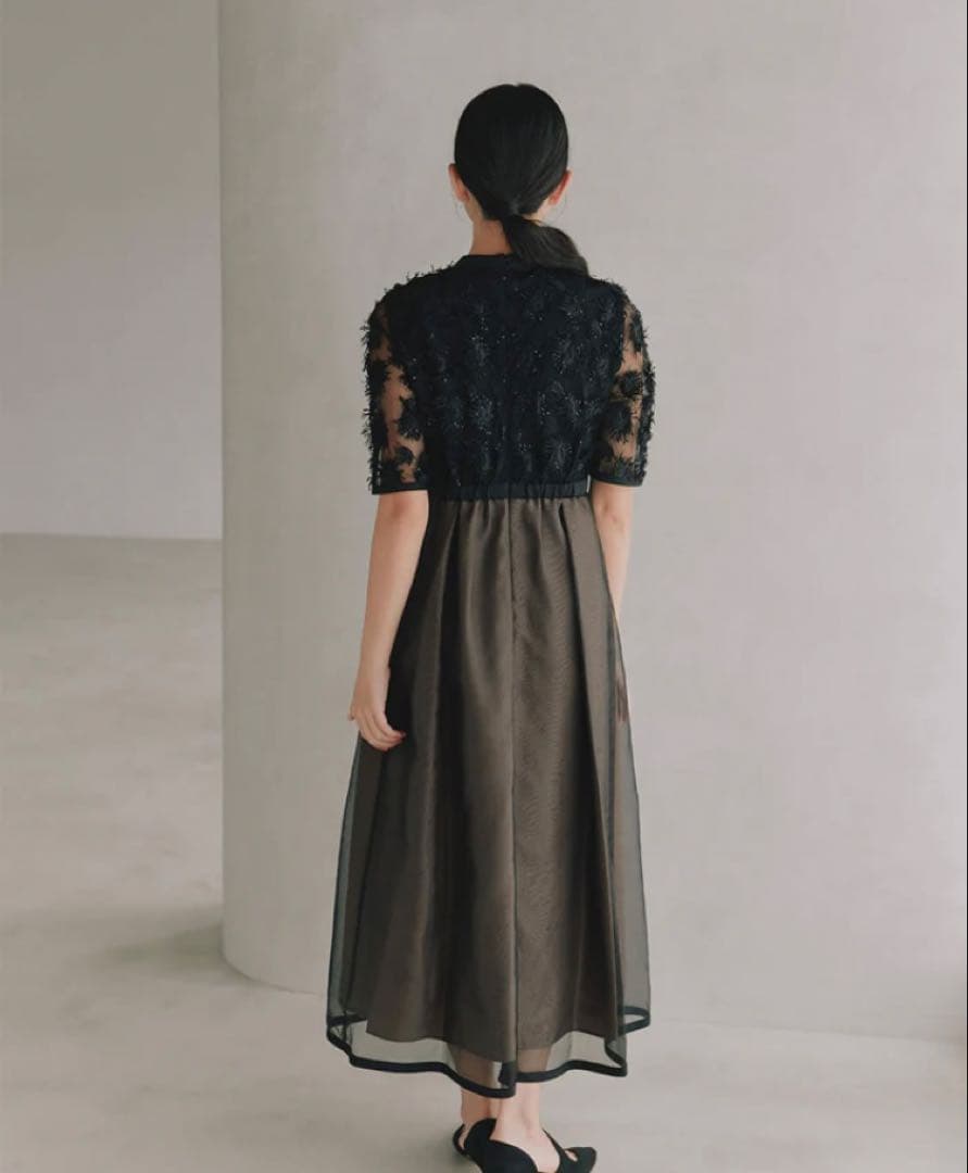 kaene エンブロイダリーミックスドレス Sサイズ