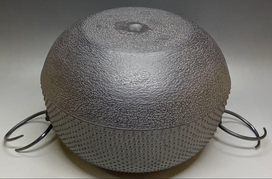 人間国宝　高橋敬典　丸霰釡　茶釜　あられ　釜釻　共箱 　T033