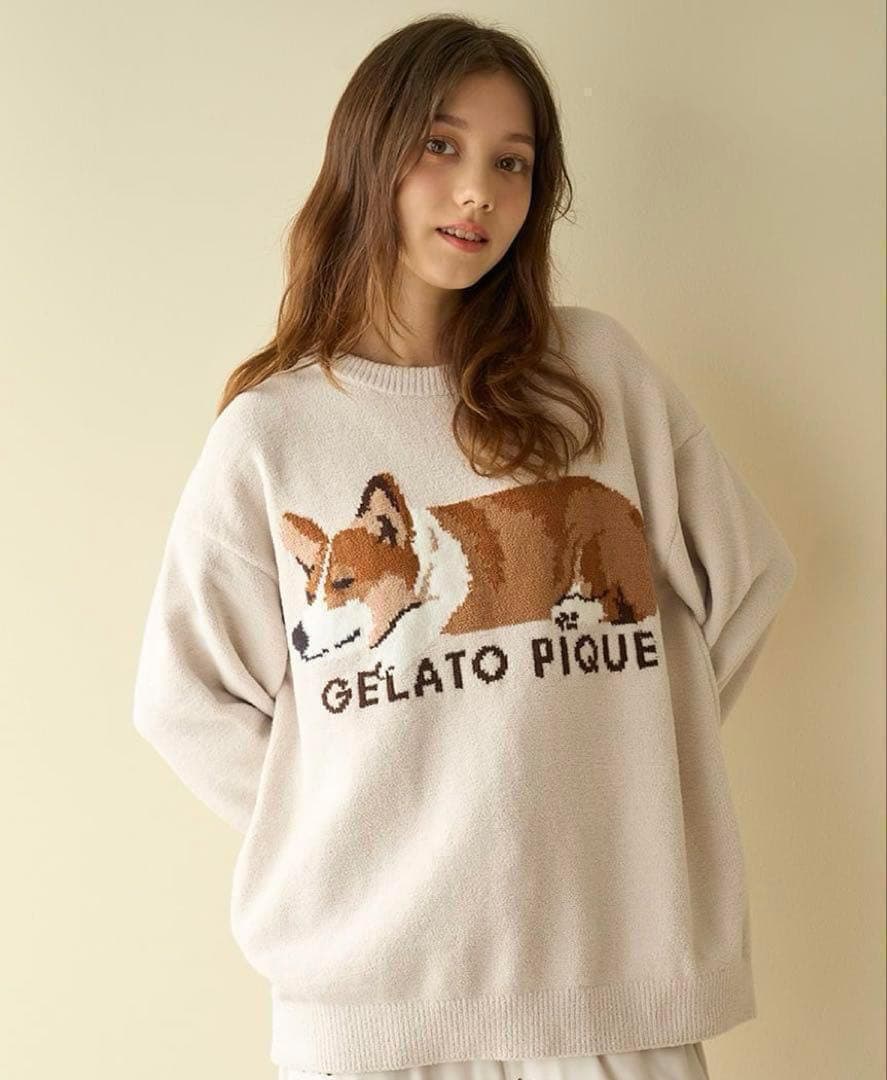 ジェラートピケ SLEEPING DOG ジャガードプルオーバー コーギー