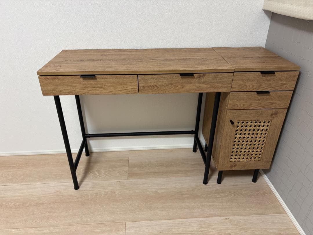 【未使用・送料込】LOWYA デスク 幅85cm 木目調 たのメル便