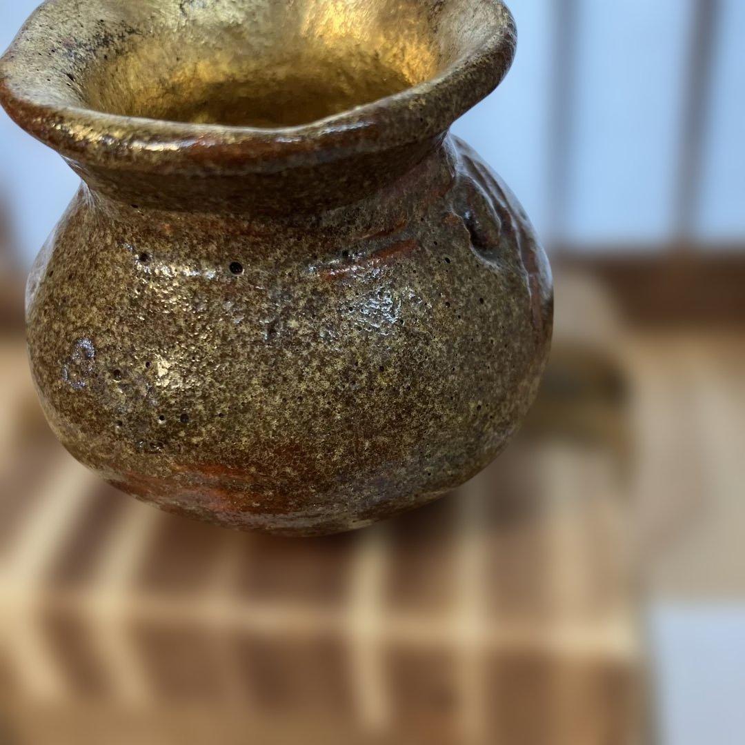 茶道具　飴楽　宝袋香合　楽印　箱書　半古斎　本体内側が金色　共箱　S62KG