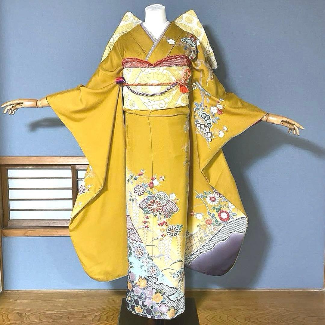 振袖フルセット　高身長　手描き友禅　成人式振袖　振袖　裄丈71
