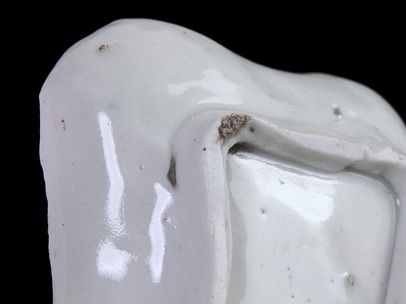 古伊万里　型刷印判　幾何学　市松紋様の図　変形皿　江戸期　AS-fbro