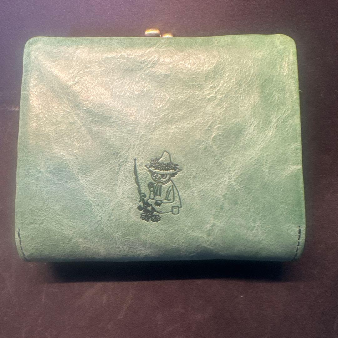 MOOMIN スナフキン がま口ハーフ財布 牛革