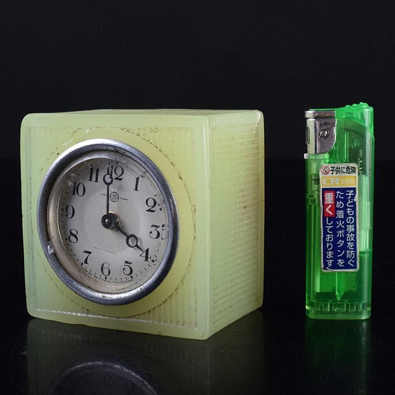 アンティーク　精工舎　ウランガラス　手巻き置時計　ジャンク品　V　R7735