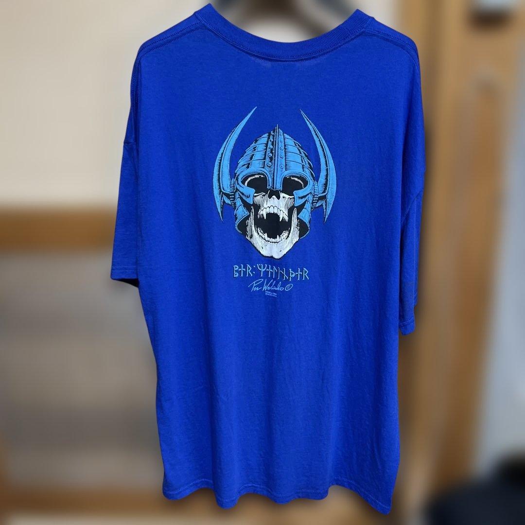 パウエル　Powell Peralta スカル tシャツ 2005年製　青　xl