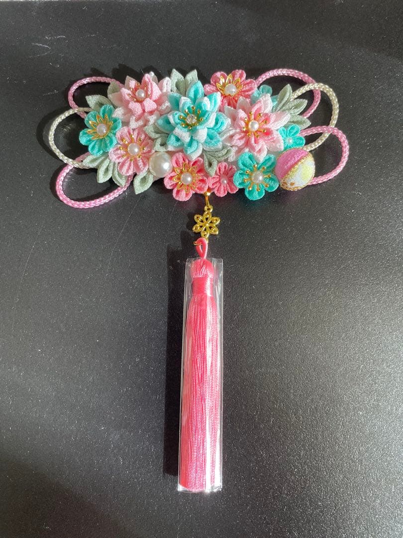 snsn　犬用バレッタ　つまみ細工