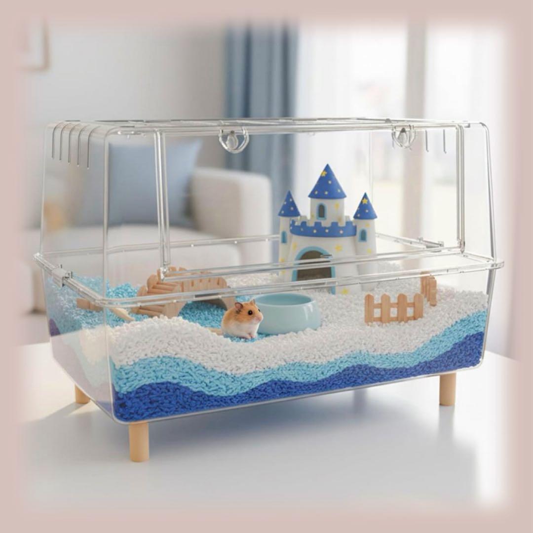 飼育ケース 75cm 大型 ハムスター ケージ 全透明 PET素材 アクリル風