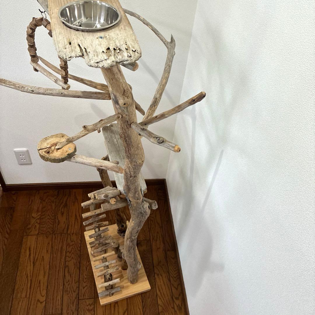 バードアスレチック・バードジム・タワー型・止まり木・流木・ハンドメイド