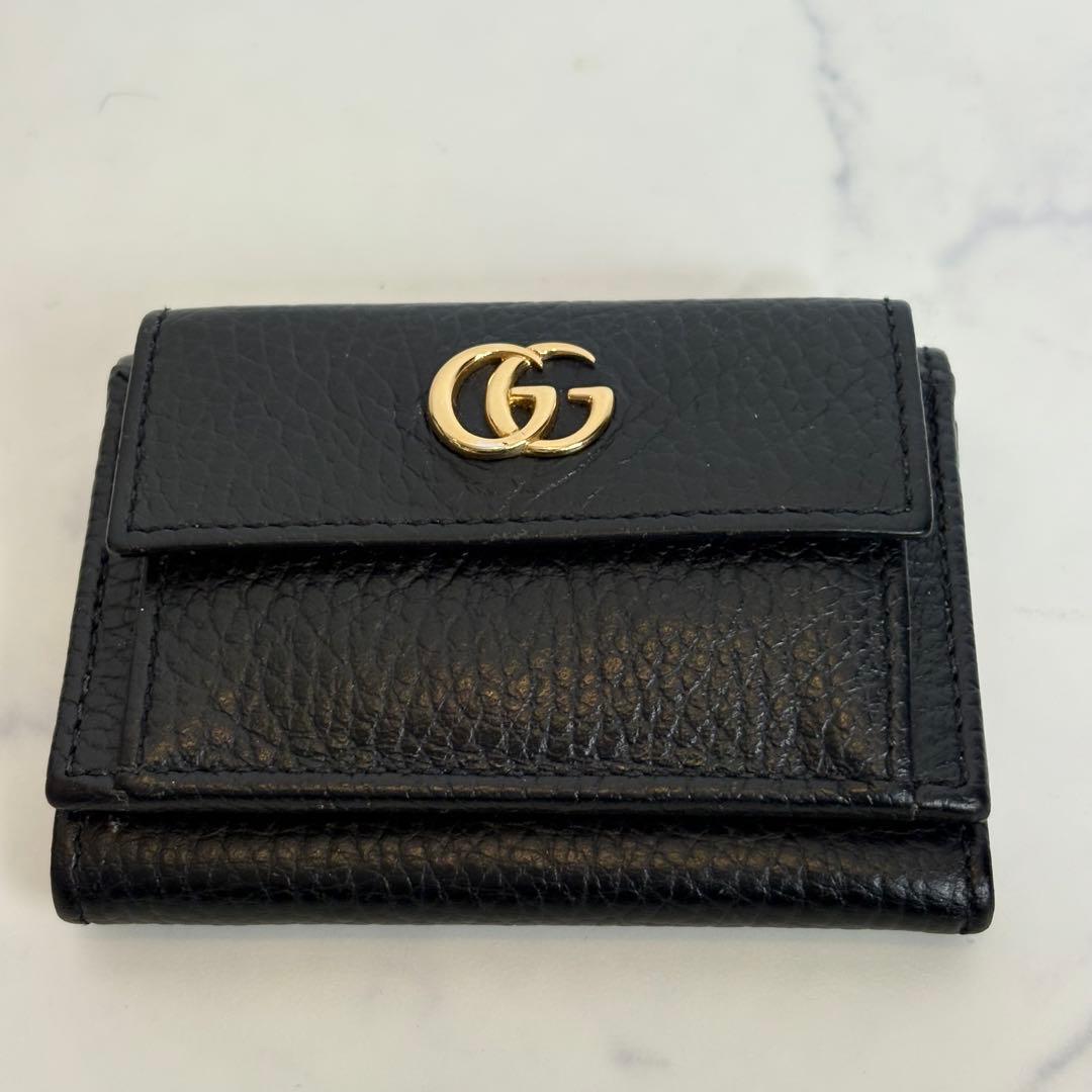 極美品 グッチ GUCCI 三つ折り財布 GGマーモント523277