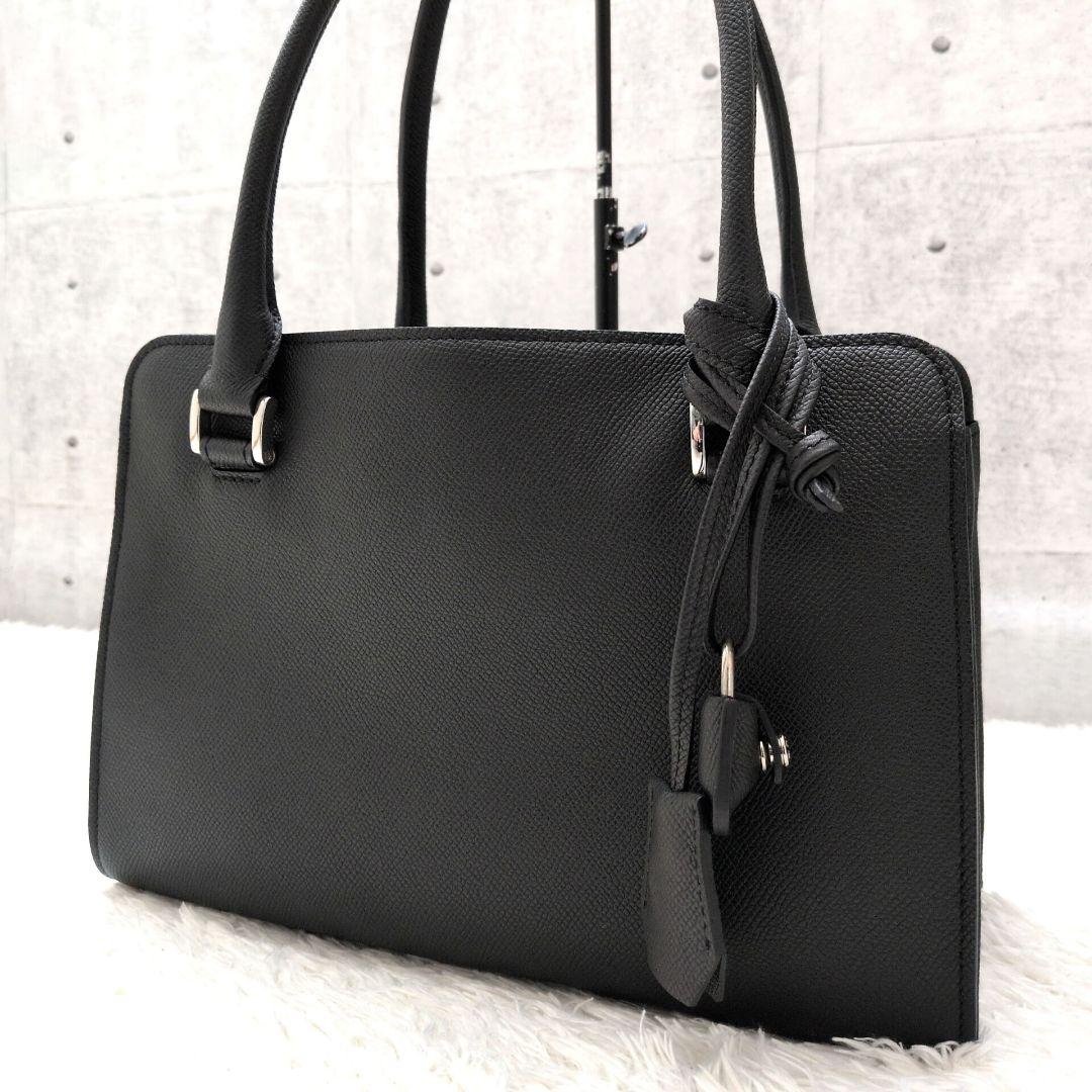 【極美品 鍵付き】銀座和光　ハンドバッグ　フォーマルバッグ　シボ革　冠婚葬祭　黒