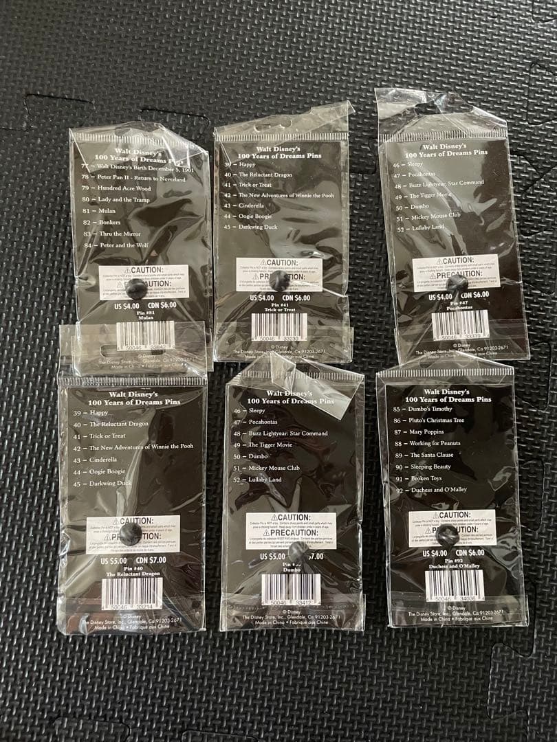 ディズニー 100周年 ピンバッジ 6個セット