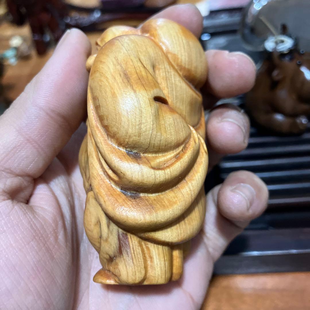 木製 笑顔の仏像 手のひらサイズ