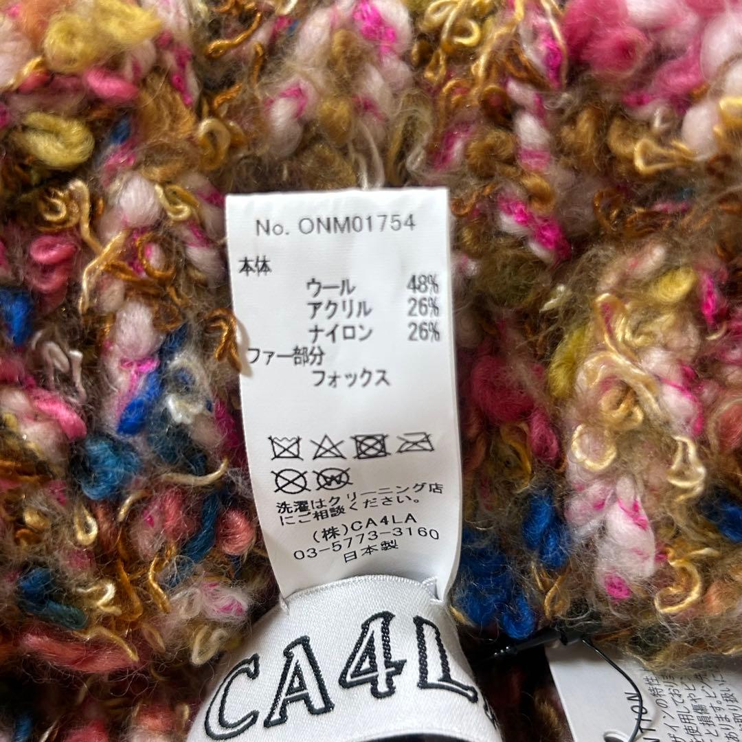 【CA4LA】　カシラ　未使用タグ付　フォックスファー　ニット帽　ウール
