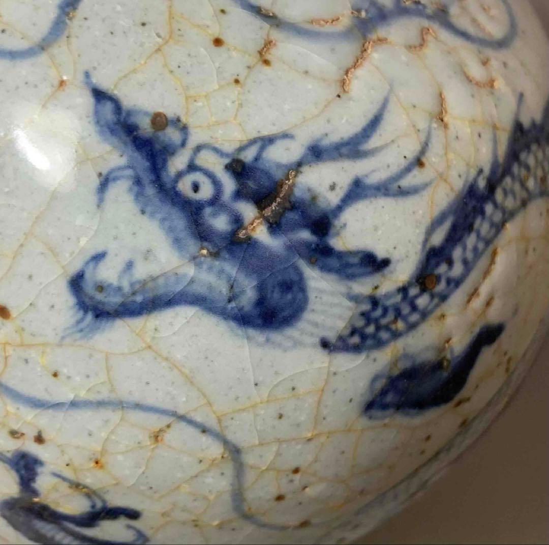 中国 染付龍絵梅瓶　f2250917