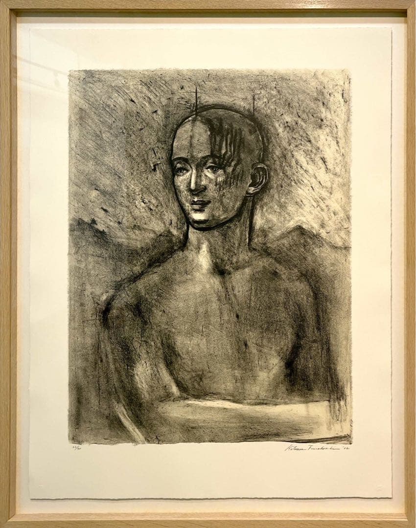 舟越桂《谷を守る》22/40 リトグラフ 2002年