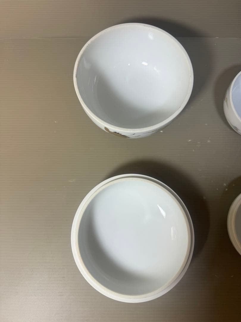 2619 深川製磁  金彩雲鶴図  蓋物  ボンボニエール 大小 菓子器　2客