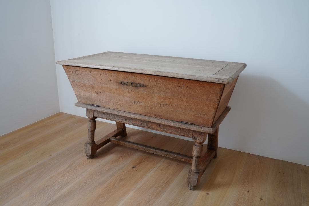 【値下げ】テーブル収納　アンティーク　オーク材　古道具