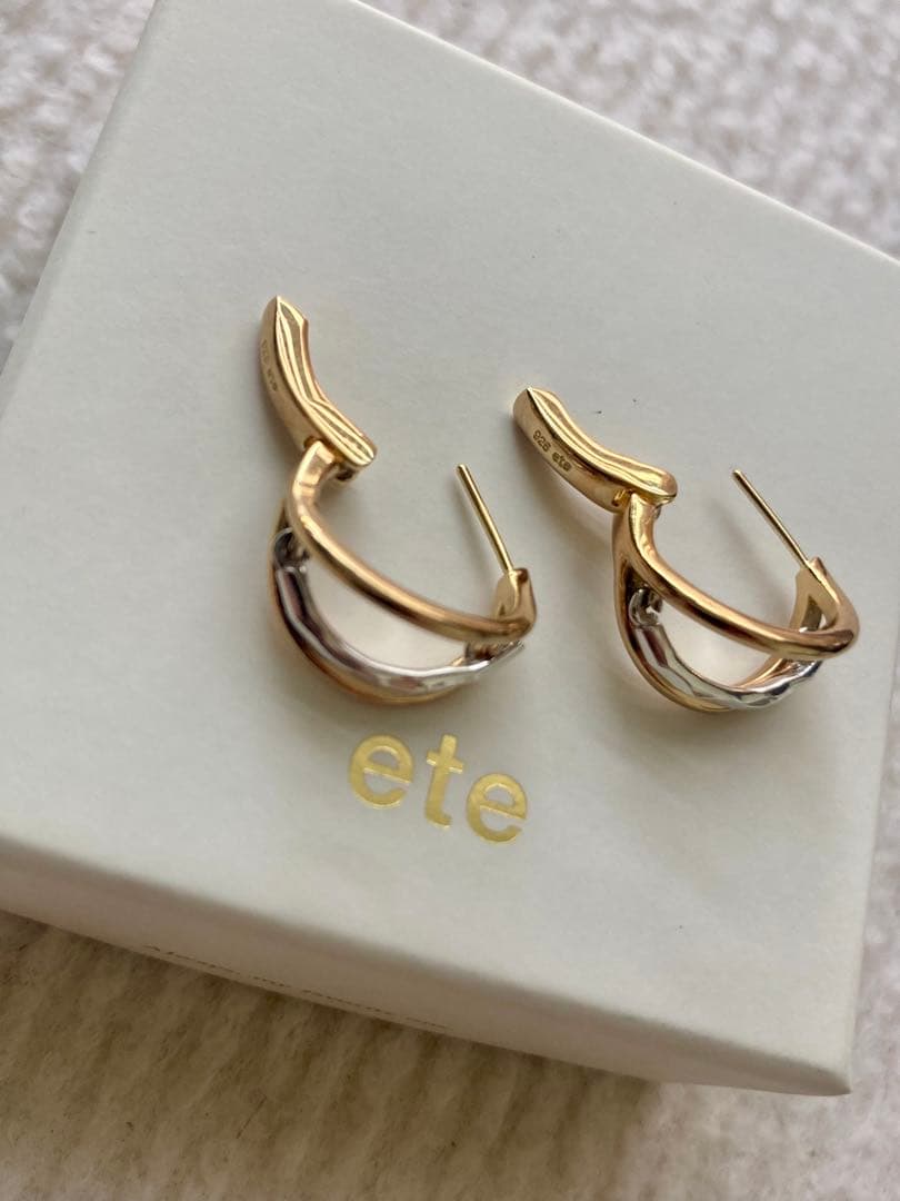 ete コンビフープピアス SV925 ポストK18 箱・保証書付き