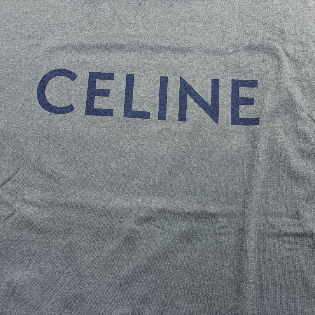 未使用級/XL相当 CELINE セリーヌ　Tシャツ　半袖　デカロゴ　カーキ