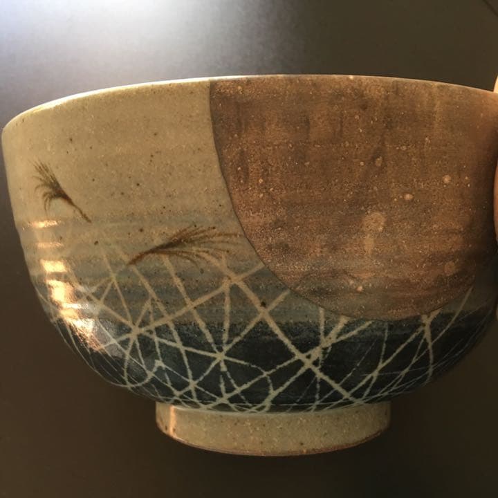 銀彩 満月とすすきを描いた迫力ある大鉢 #2