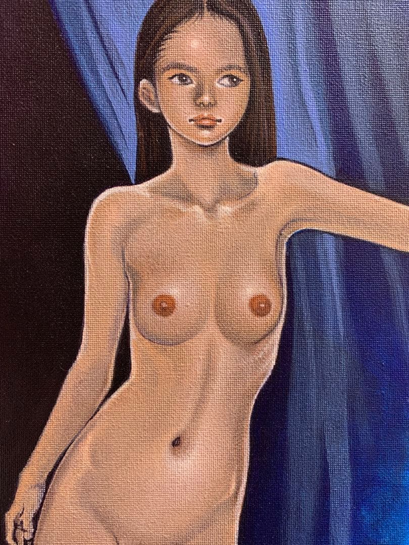 額入り　アクリル画　裸婦　美人画