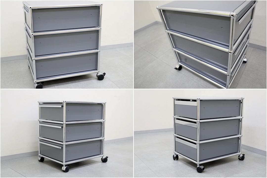 正規品 USM ハラーシステム デスクワゴン 3段 ミッドグレー キャスター