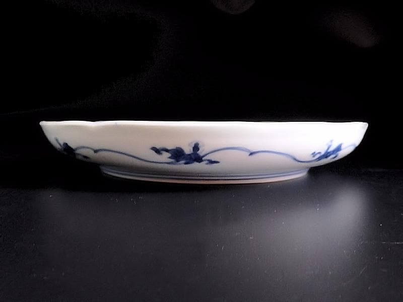 古伊万里　染付　朝顔の図　6寸皿　江戸中期 　A889AS-BGp