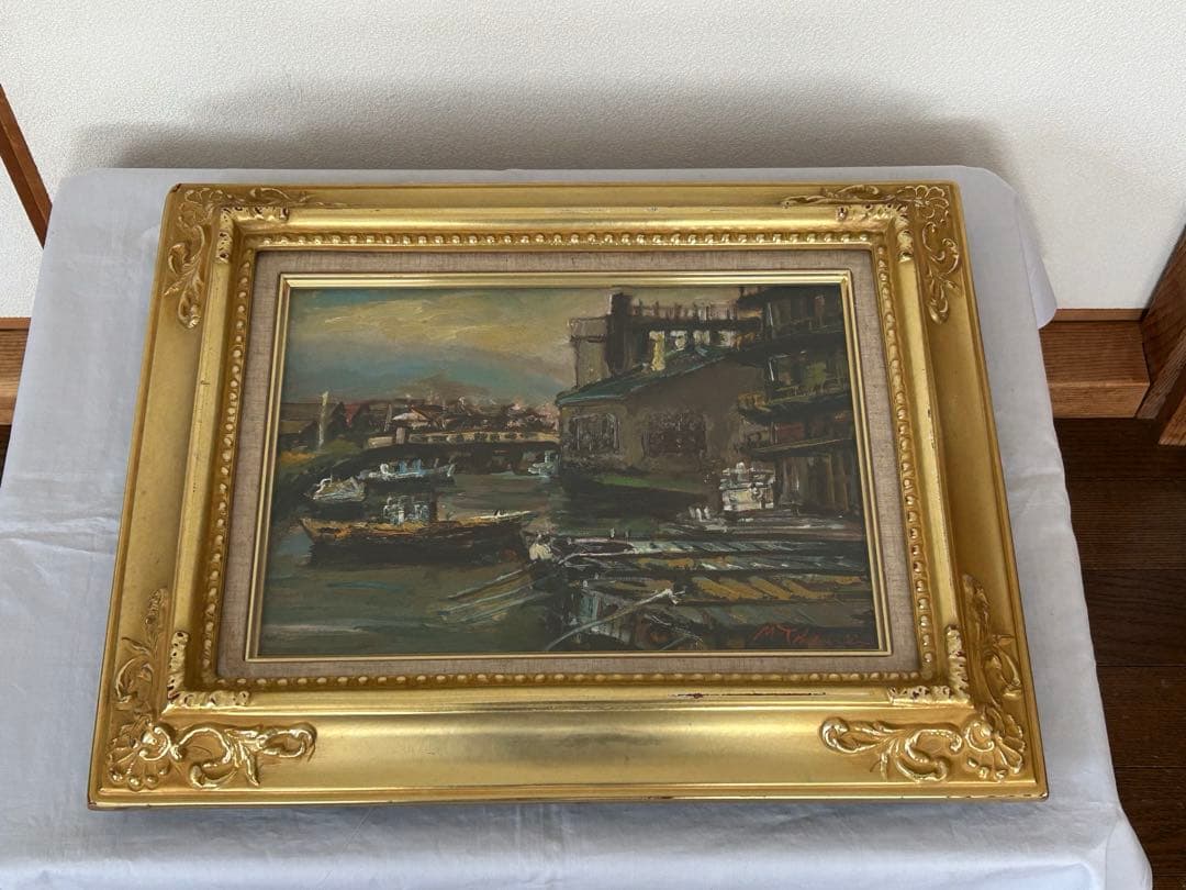 高橋益之 【小樽運河】油絵　F4号　油彩画　額縁