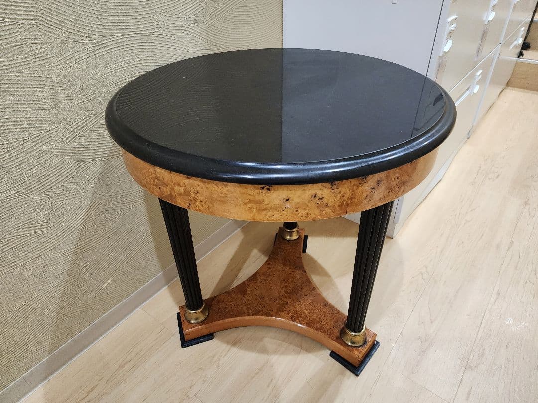 イタリア製最高級サイドテーブル　バーズアイメープル　大理石　40万円　引取限定