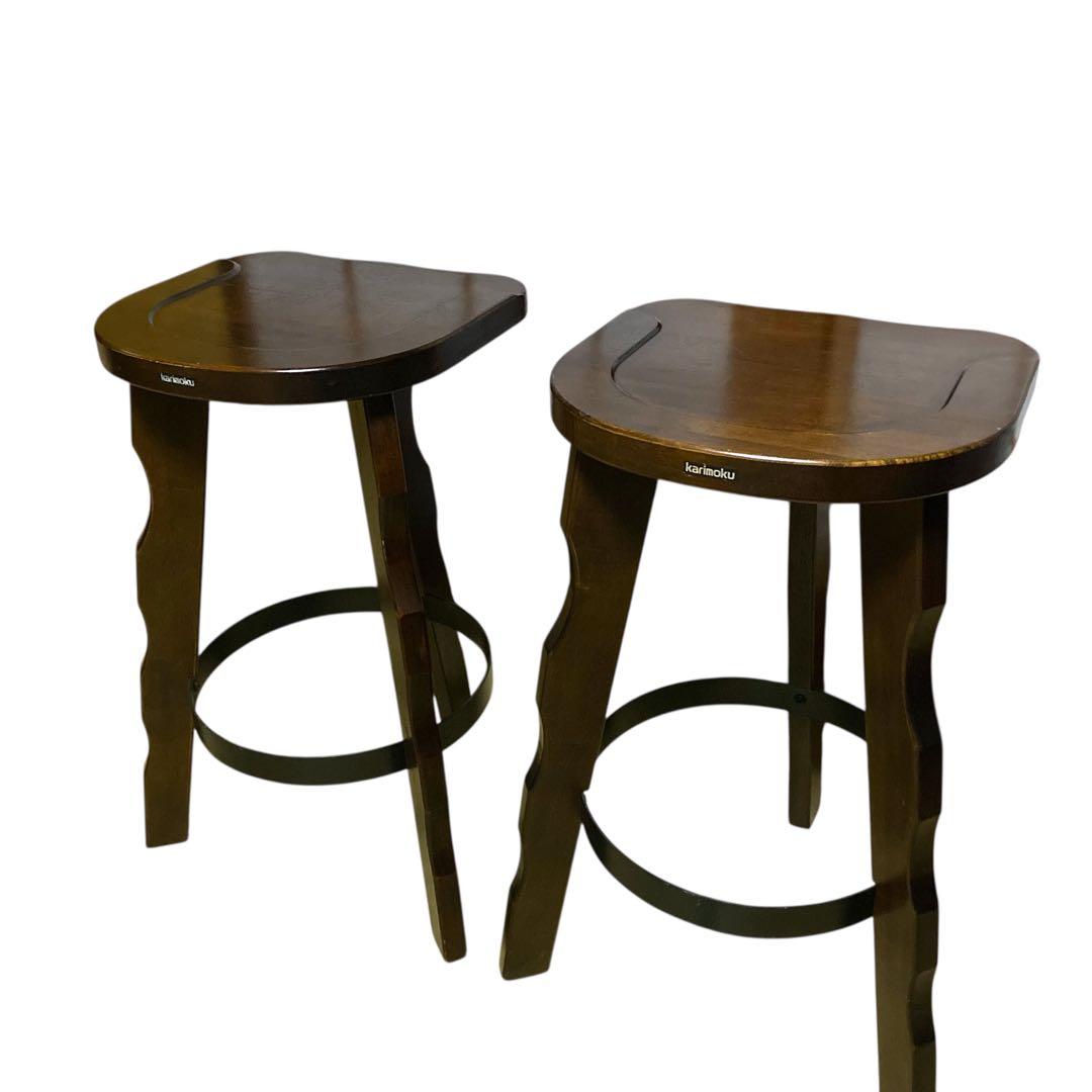 ①【ヴィンテージ】カリモク ルスティック ハイチェア バースツール スツール