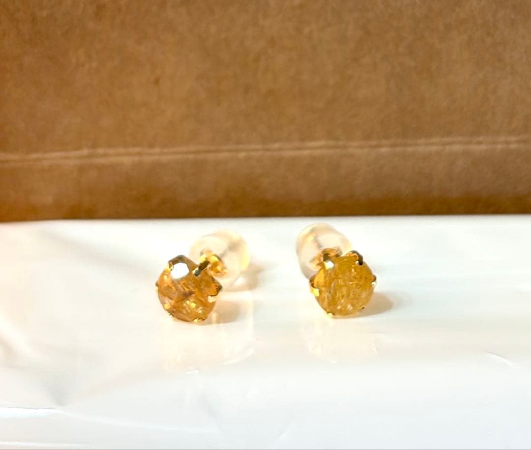 m*n様 ルチルクォーツ ピアス K18 ベリテ