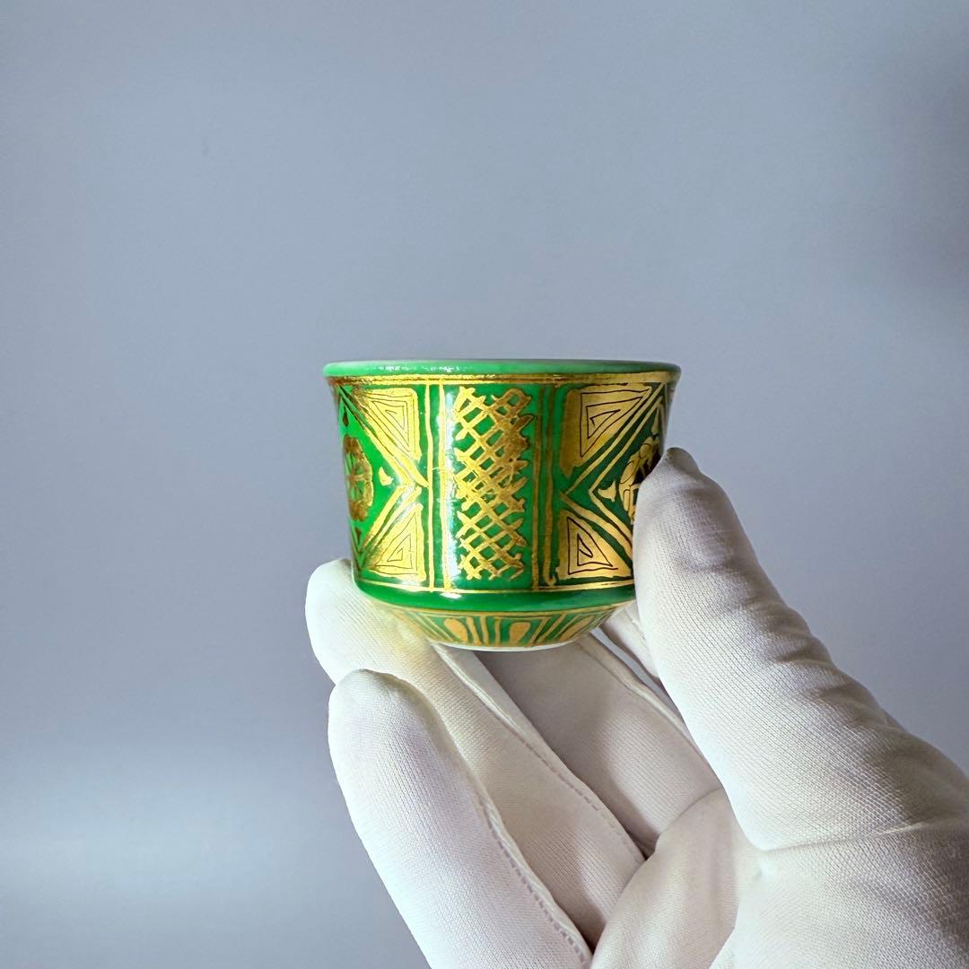 小野珀子　金襴手ぐい吞み　朱杯　玉杯　本物保証　共箱　共布　県重要無形文化財