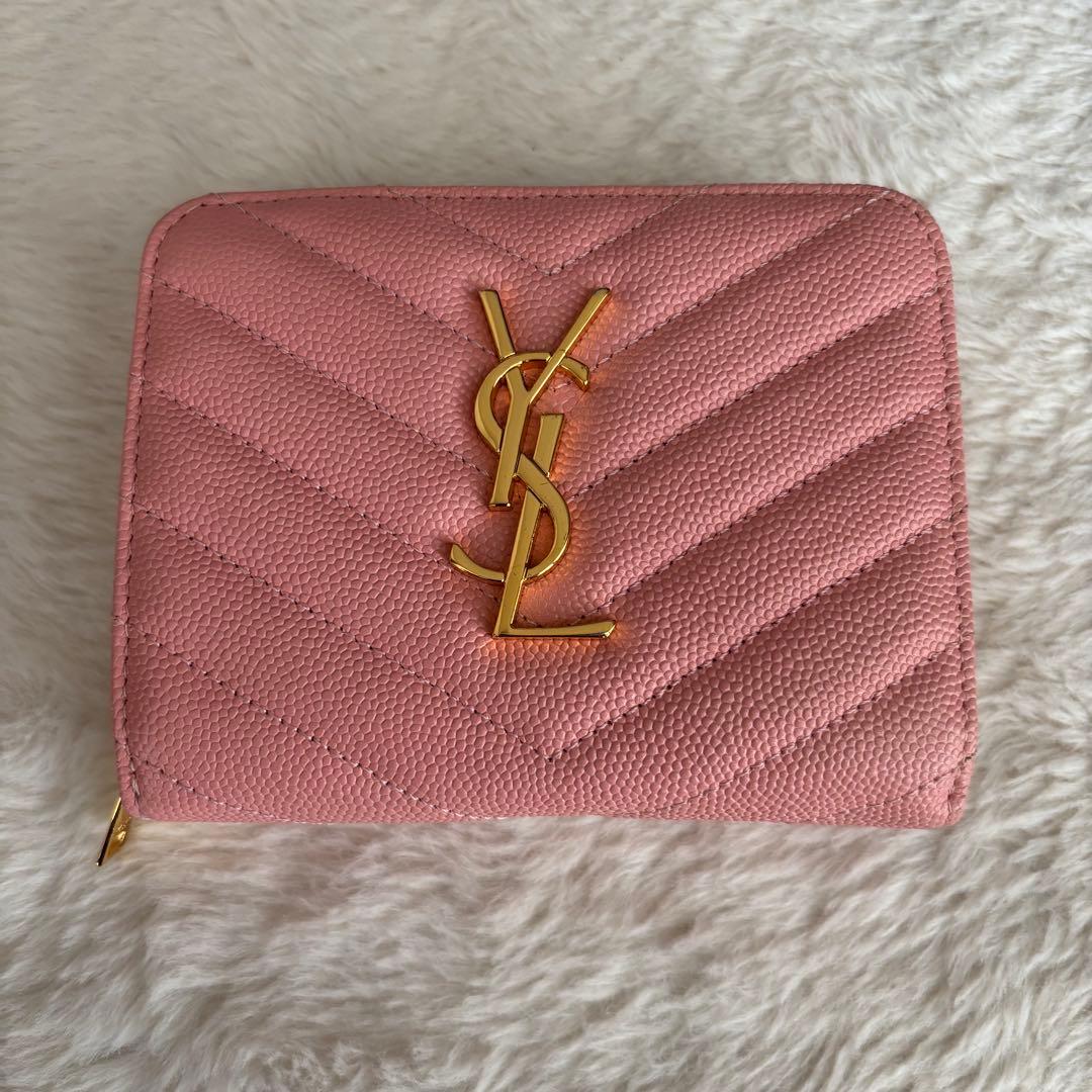 イヴサンローラン YSL 財布 コンパクト ピンク系 レディース