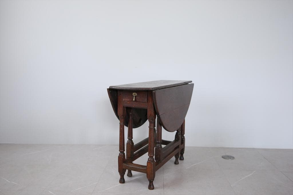 英国アンティーク木製ゲートレッグテーブル/ダイニング机バタフライ(74-243)