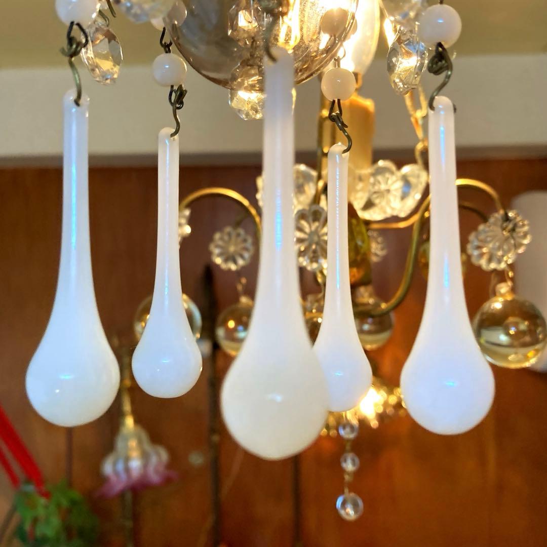 ミニシャンデリア　（白♡バカラ）　オパールセント　フランス