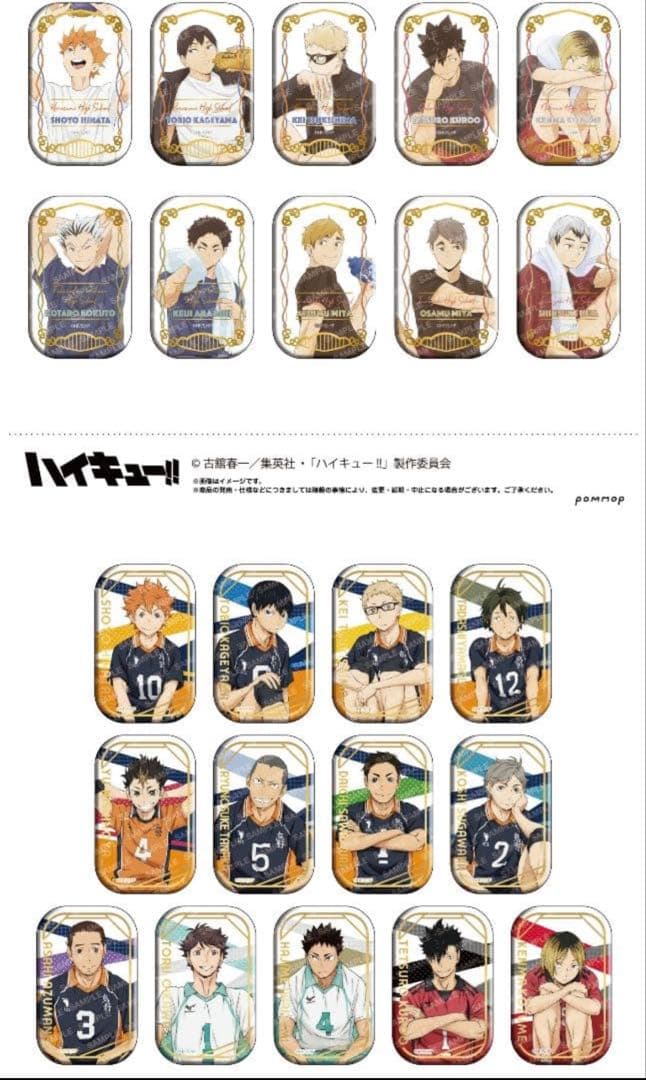 ハイキュー!! スクエア缶バッジ クールダウン おすわり 2種セット