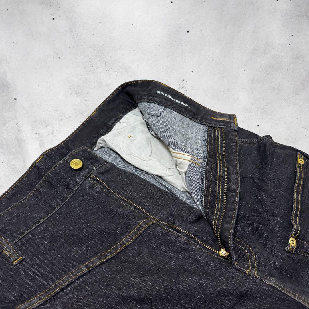 mercibeaucoup, メルシーボークー うしろまえ デニム ブラック 3
